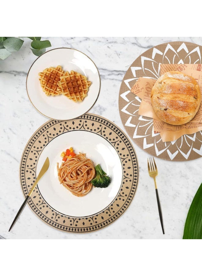 Set of 6 Washable Placemats, PVC Round Table Mats, Heat Resistant Non-Slip Coasters, American Dining Table Mats for Kitchen, Restaurant, Party and Decoration - Image 5