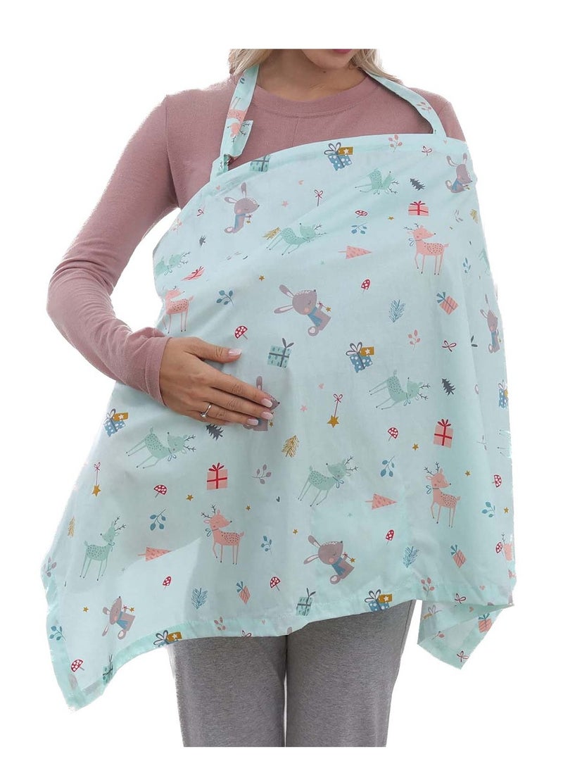 Excefore Cotton Nursing Cover, Large Breastfeeding Cover, 360° Coverage, Chemical-Free, Green Breastfeeding Apron Full Privacy Breastfeeding Scarf for Nursing Newborn - Image 1