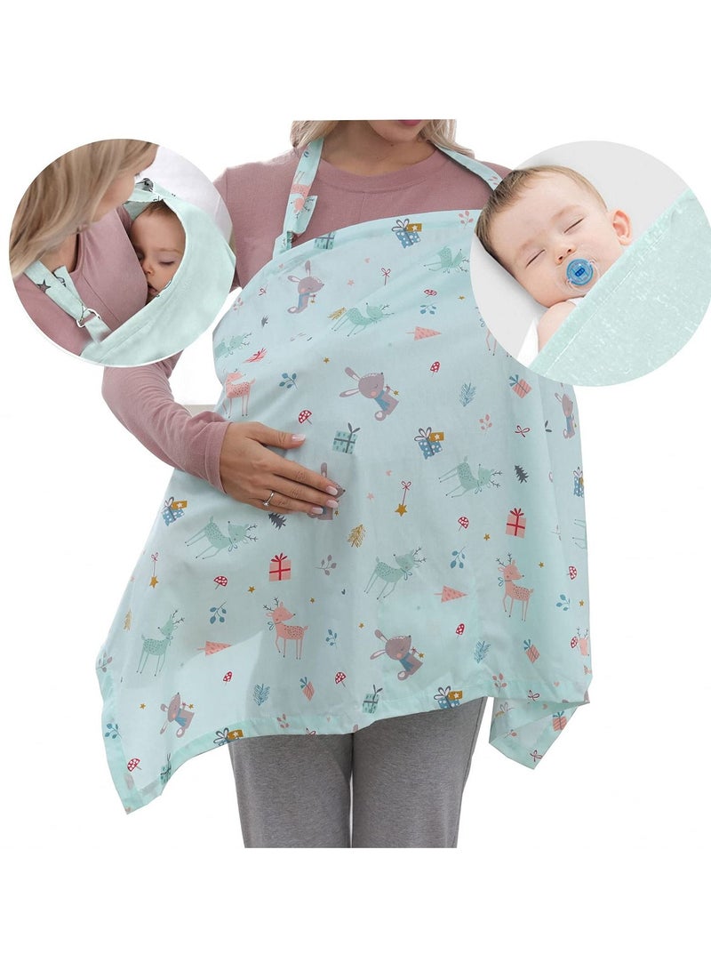 Excefore Cotton Nursing Cover, Large Breastfeeding Cover, 360° Coverage, Chemical-Free, Green Breastfeeding Apron Full Privacy Breastfeeding Scarf for Nursing Newborn - Image 3