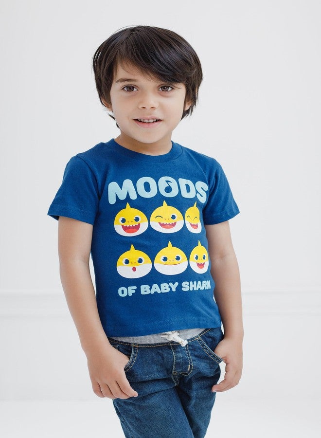 Pinkfong Baby Shark Daddy & Mommy Shark Infant Boys 3 Pack Graphic T-Shirts Blue/Grey 18 Months - Image 2