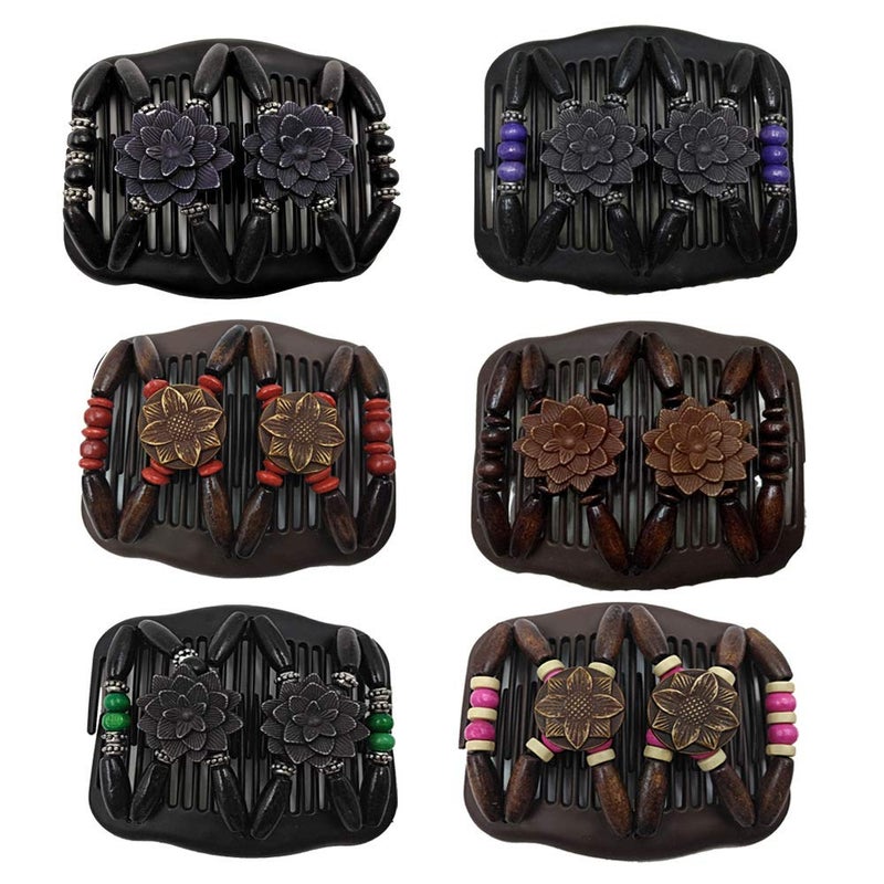 LOVEF Hair Clip Comb  The Best Decorative Hair Accessory for Long Short Thick or Thin Hair  Bun Maker French Twist Updo Pony Tail Holder  4Pcs  Handmade Wood Beads Crystal Random Color