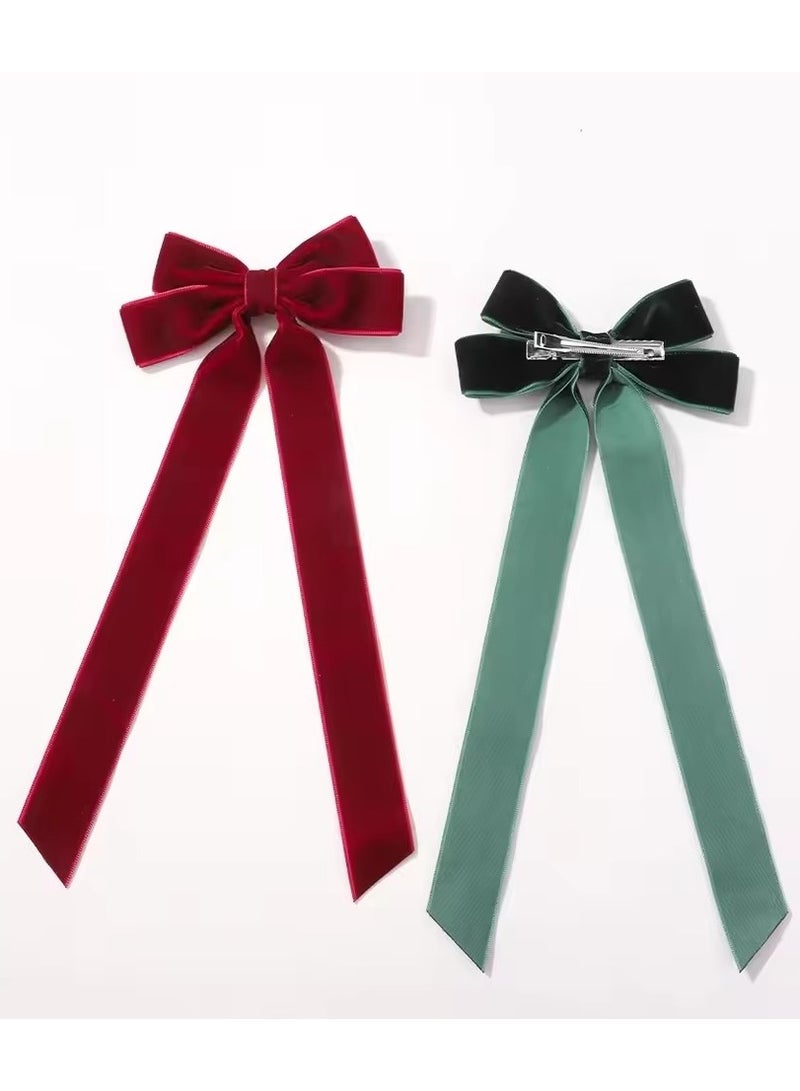 Goolsky Large Vintage Velvet Hair Pins Women Barrettes Girls Wedding Long Ribbon Korean Hair Clip Hair Grip Accessories Large - Image 3