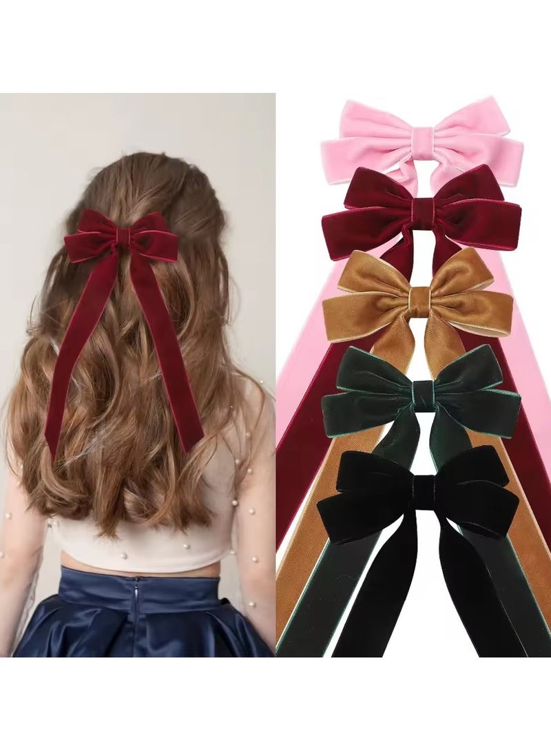 Goolsky Large Vintage Velvet Hair Pins Women Barrettes Girls Wedding Long Ribbon Korean Hair Clip Hair Grip Accessories Large - Image 4