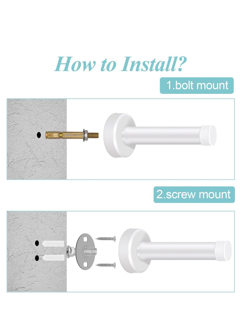 Zikra Door Stops, 2Pcs 3.5 Inch White Door Stoppers, Stainless Steel Modern Doorstops with Sound Dampening Door Bumper Tips, Wall Mounted Baseboard Door Stop Metal Door Holder Wall Protector - Image 5