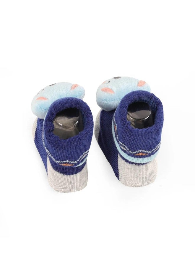 Kicks & Crawl Anti-skid/slip Koala Cuddle Socks For Baby Boys and Girls Blue/Navy Blue (Pack of 2) - 0-9M - Image 4