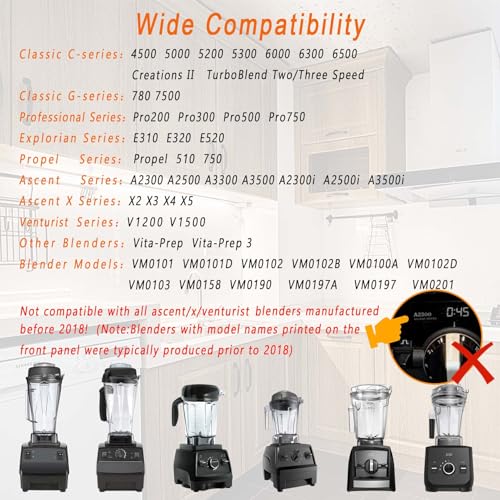 EastFune for Blenders 64oz Stainless Steel Container replace 5200 E310 Pro 750 A3500 X4 etc compatible with ClassicExplorianProfessionalAscentPropel Series Pitcher Jar Cup - Image 3