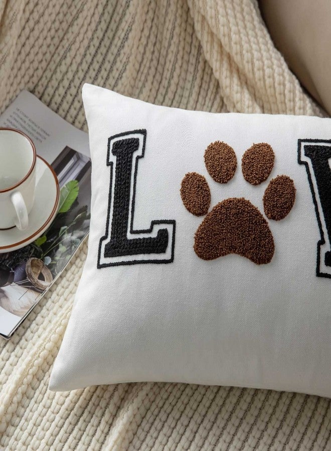 FAVDEC Embroidered Love and Paw Prints Decorative Throw Pillow Cover, Lumbar Pillow Cover for Dog or Cat Lover 12 Inches x 20 Inches Cover Only - Image 5