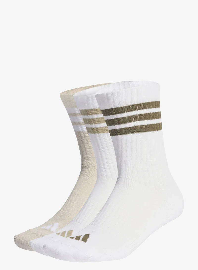 اديداس مجموعة بثلاثة أزواج من جوارب 3-STRIPES CUSHIONED SPORTSWEAR CREW