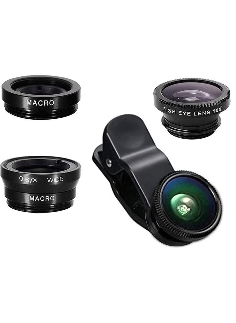 3 in 1 Clip Phone Lens,on 180 Degree Fish Eye Lens+0.67X Wide Angle+10X Macro Lens,Universal HD Camera Lens Kit for Mobile Phone,Cellphone,Smart Phone