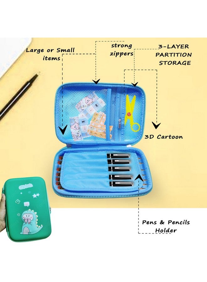 فنبلاست حقيبة أقلام فان بلاست ديناصور - علبة أقلام ديناصور للأولاد، حقيبة أقلام صلبة من مادة إي في إيه، حافظة أقلام متعددة الأغراض بسحاب، منظم أدوات مكتبية - Image 3