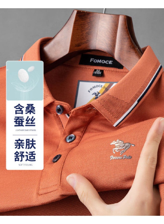 Fomoce new Summer Men's Polo Shirt With Mulberry Silk - Simple Business Casual T-shirt - Image 1