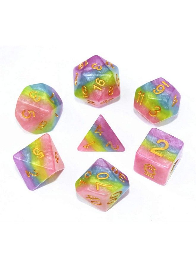 HD Polyhedral Dnd Dice Set Rpg Rainbow Candy Dice For Dungeons And Dragons(D&D) Role Playing Game,Mtg,Pathfinder,Table Game 7Die Dice Set - Image 1