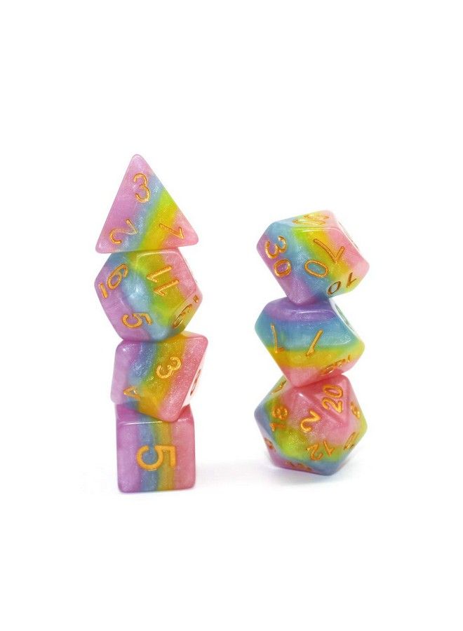 HD Polyhedral Dnd Dice Set Rpg Rainbow Candy Dice For Dungeons And Dragons(D&D) Role Playing Game,Mtg,Pathfinder,Table Game 7Die Dice Set - Image 4