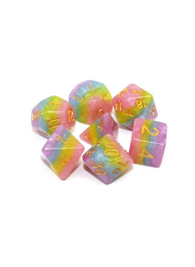 HD Polyhedral Dnd Dice Set Rpg Rainbow Candy Dice For Dungeons And Dragons(D&D) Role Playing Game,Mtg,Pathfinder,Table Game 7Die Dice Set - Image 3