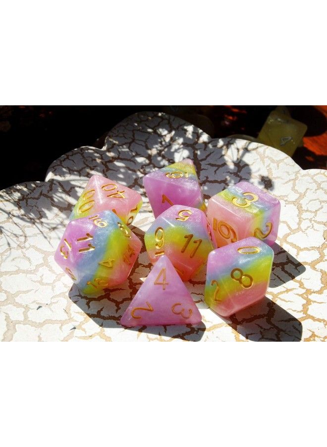 HD Polyhedral Dnd Dice Set Rpg Rainbow Candy Dice For Dungeons And Dragons(D&D) Role Playing Game,Mtg,Pathfinder,Table Game 7Die Dice Set - Image 5