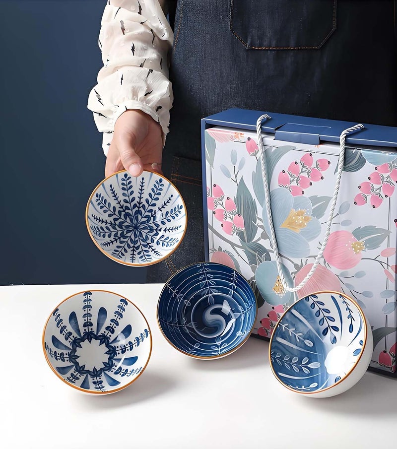 iDourer Rice Bowls 10oz, Japanese Style Bowls Set of 6 with Gift Box - Blue and White Ceramic Bowls for Soup, Dessert, Ice Cream, Snack - Kitchen Gifts for Women Christmas Gift - Image 2