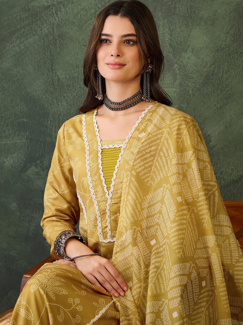 Naixa Women's Rayon Printed A-Line Kurta with Pant and Dupatta Sets (NX2-723-Yellow-M) - Image 5