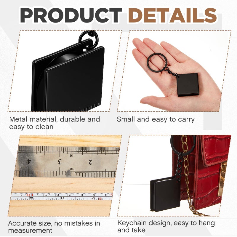 Quelay 2 Pcs Mini Tape Measure Metal Keychain up to 51.97 Inches/ 4.33 ft, Metric Scales, Small Retractable Measure Keychain, Construction Party Favors for Party Favors Gift Bag Fillers Prize(Black) - Image 3