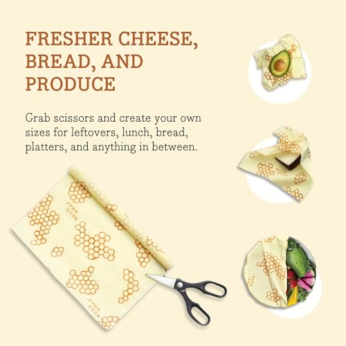 Bee's Wrap Beeswax Wraps for Food - Cut to Size 14x52" Wax Paper Roll - Made in USA Reusable Waxed Paper & Bowl Covers - Organic & Eco-Friendly Alternative to Aluminum Foil & Plastic Wrap, Honeycomb - Image 4