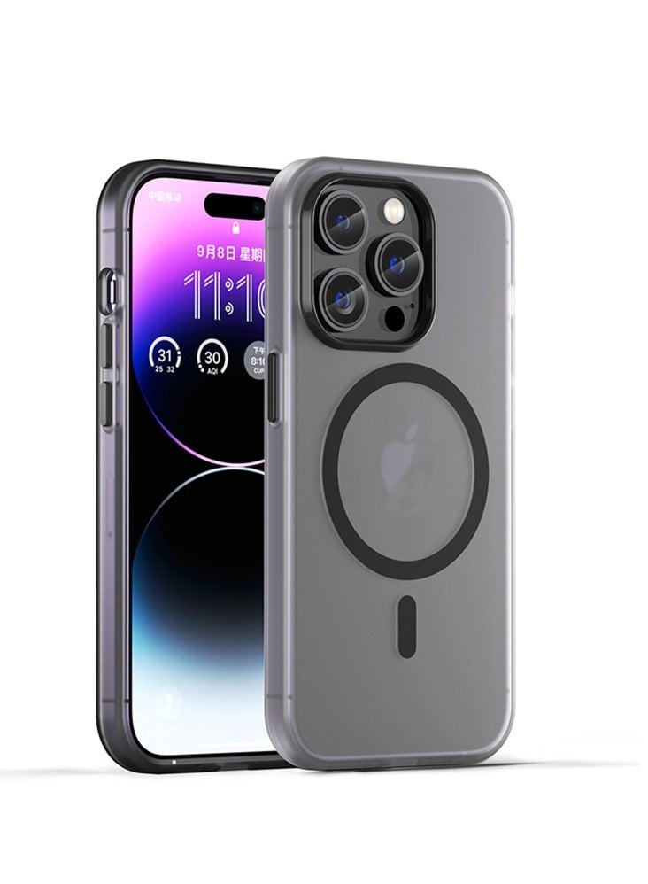 Drop-resistant, reinforced plastic back cover compatible with iPhone 15 Pro - Black - Image 1