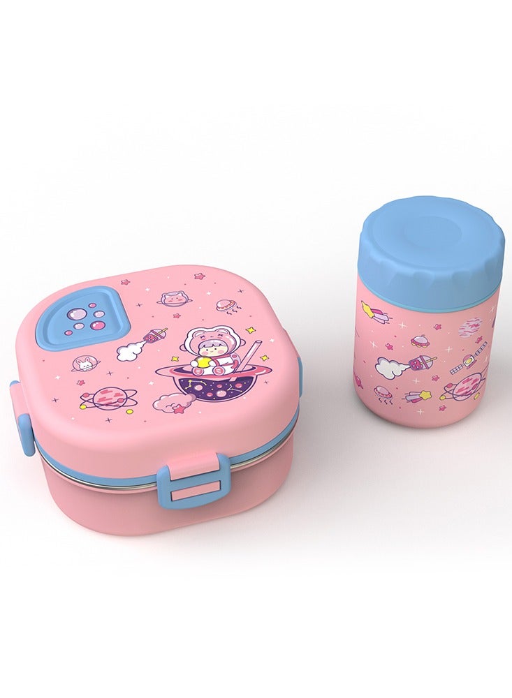 اي ديد صندوق غداء من الفولاذ المقاوم للصدأ مع برطمان وملعقة وحقيبة، خالٍ من مادة BPA - Image 3