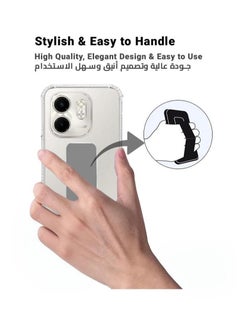 ARMOR Case Cover For Infinix Smart 9 With Magnetic Hand Grip 3 in 1 Clear / Grey  - Image 3
