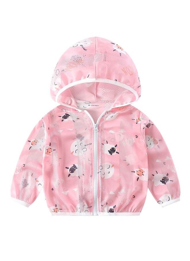 ZCM-HAPPY Baby/Kids Print Hooded Sun Protection Jacket, Lightweight Breathable UV Protection 