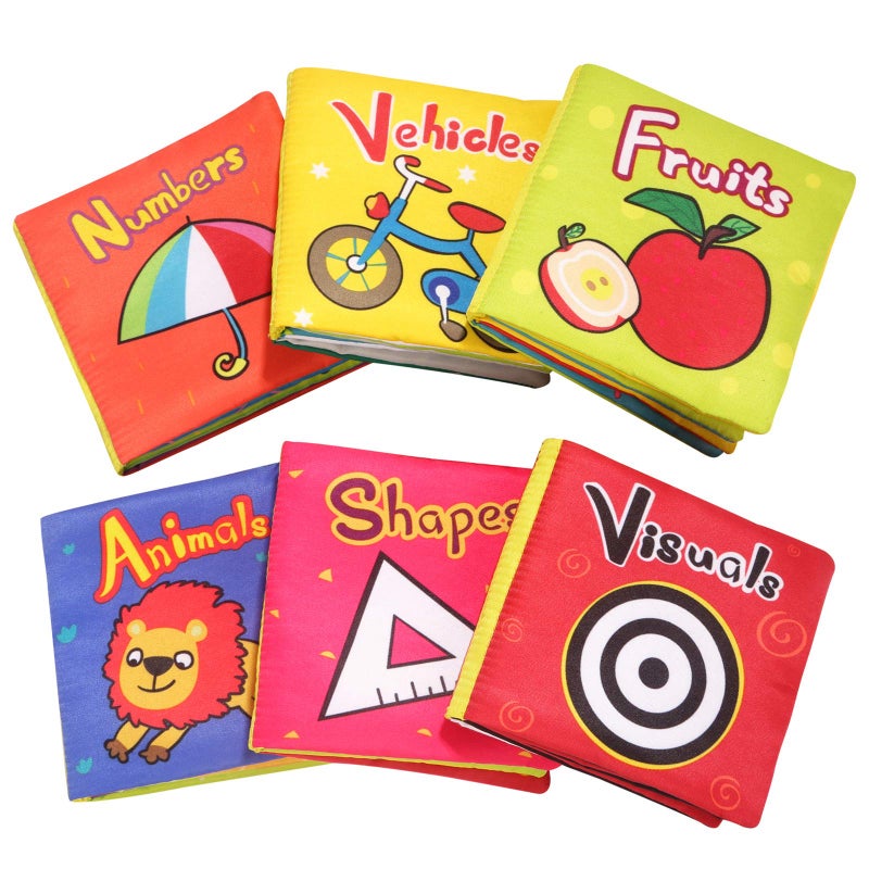 TOP BRIGHT كتب قماشية ناعمة للأطفال من توب برايت، ألعاب للأطفال من 6 إلى 12 شهرًا للبنات، كتب تصدر أصوات للأطفال بعمر سنة واحدة (عبوة من 6) - Image 1