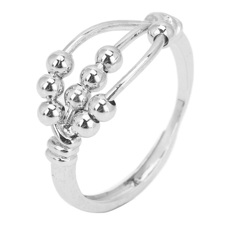 Stress Relief Ring Adjustable Size 3-Layer Rotating Bead - Anxiety Relief Focus Ring for Office Workers ADHD Users Daily Work And Party - Image 2