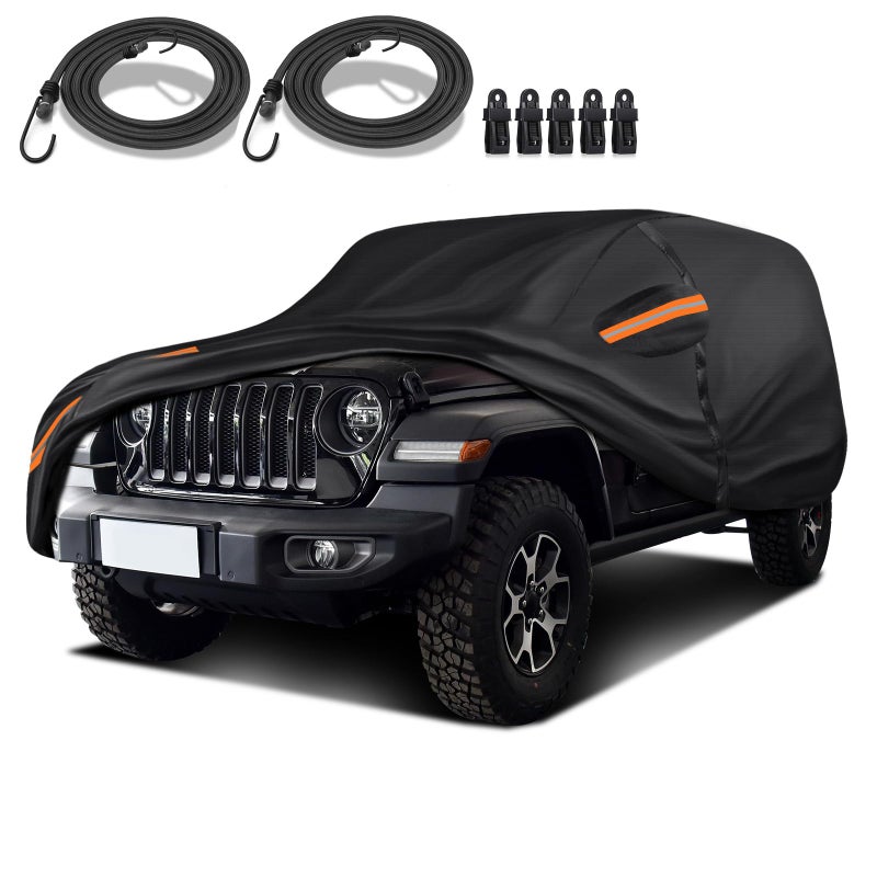 QUYDDC Special 16 Layers Full Car Cover Fit for Jeep Wrangler JK 4 Door 20072024 Ultra Heavy 600D Oxford Cloth Can Withstand Summer Sun Exposure and Winter Snow Rain Dust and UV All Weather