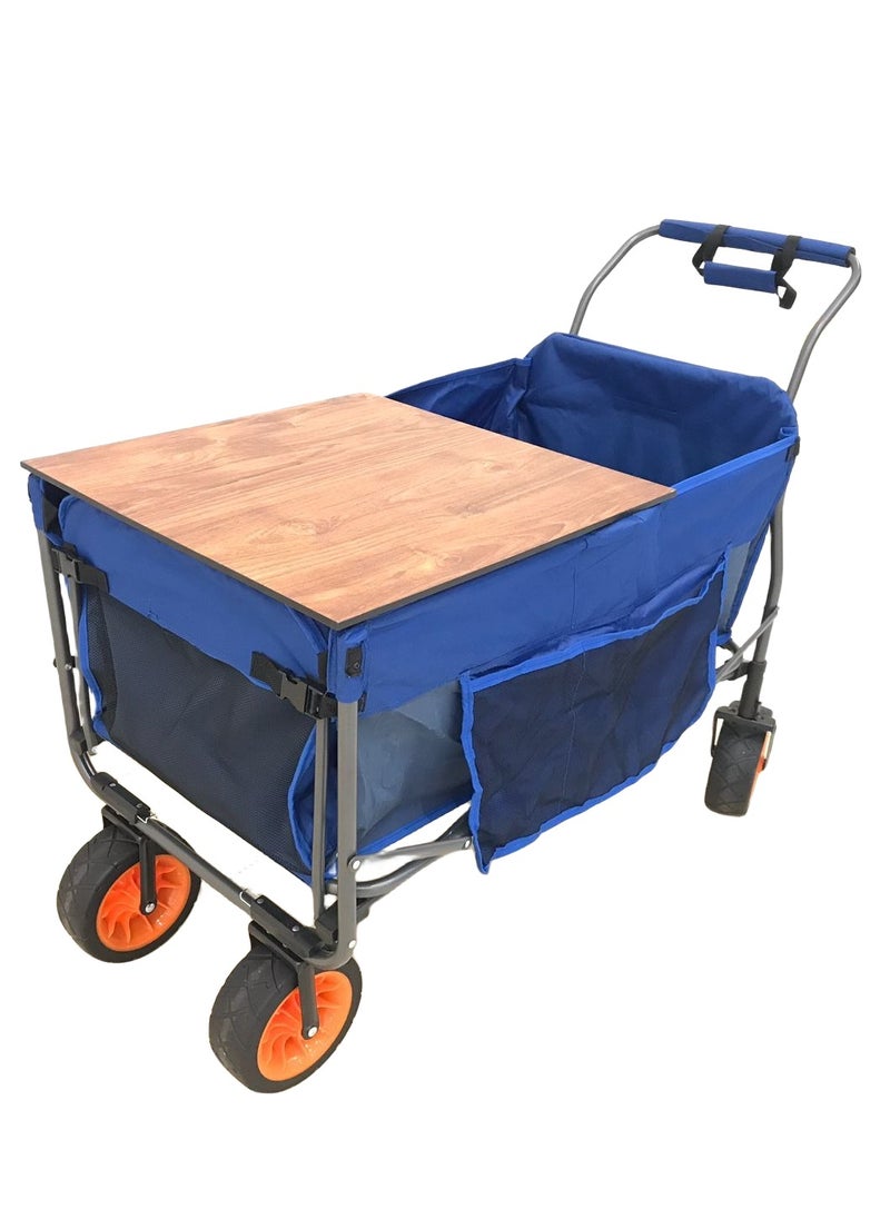 Albawadi - Camping Folding Trolley Shopping Cart with Wheels Table Larger Capacity Durable Beach Cart - Image 1