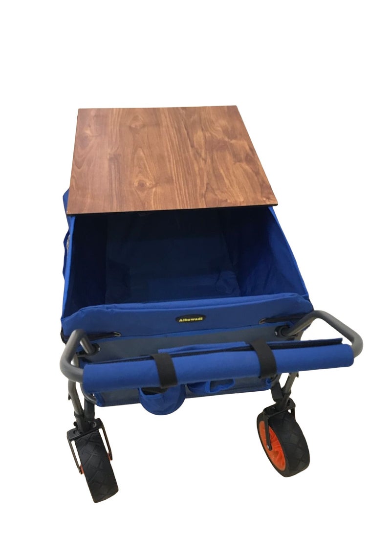 Albawadi - Camping Folding Trolley Shopping Cart with Wheels Table Larger Capacity Durable Beach Cart - Image 1