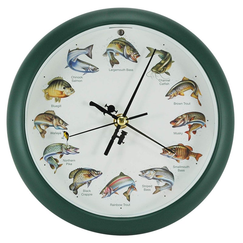 Mark Feldstein & Associates Mark Feldstein Splashing Gamefish Hourly Fishing Sounds Wall/Desk Clock, 8 Inch - Image 1