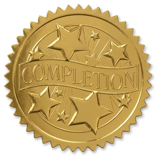 PaperDirect Embossed Completion Gold Foil Certificate Seals, 2 Inch, Self Adhesive, 100 Count, Embossed Seals for Certificates, Achievement and Award Stickers for School, Work, Diploma - Image 5