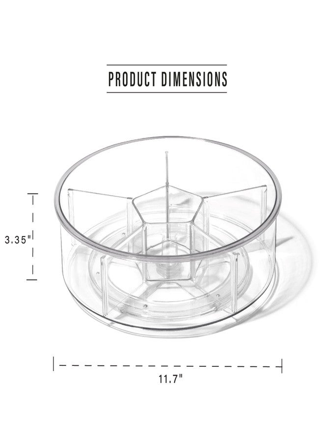 BINO Plastic Round Turntable Organizer with 6 Compartments - Clear | Spinning Divided Turntable Container | Rotating Organizer Storage for Bottle Condiments Fridge Kitchen Counter Pantry Bathroom - Image 2
