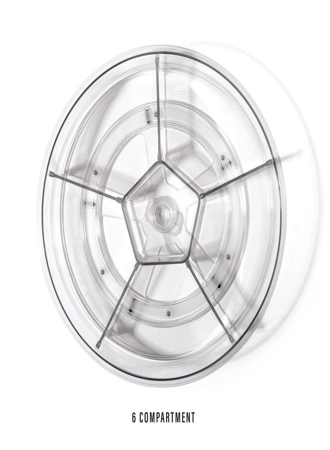BINO Plastic Round Turntable Organizer with 6 Compartments - Clear | Spinning Divided Turntable Container | Rotating Organizer Storage for Bottle Condiments Fridge Kitchen Counter Pantry Bathroom - Image 3