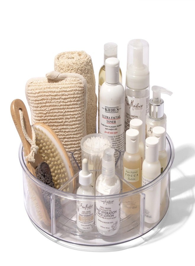 BINO Plastic Round Turntable Organizer with 6 Compartments - Clear | Spinning Divided Turntable Container | Rotating Organizer Storage for Bottle Condiments Fridge Kitchen Counter Pantry Bathroom - Image 5