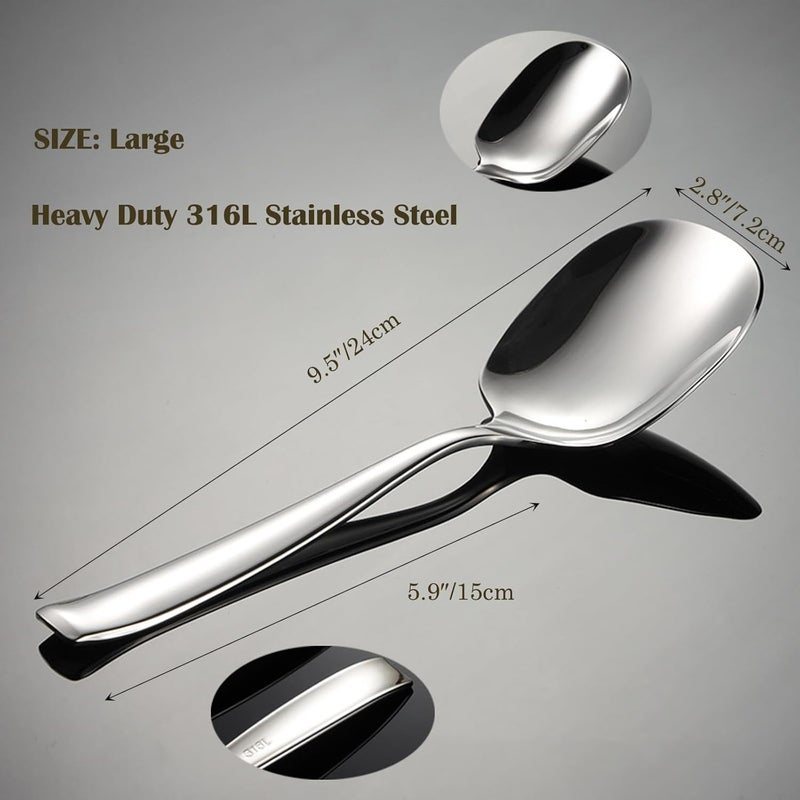 ZDFQly Large Serving Spoon, Premium 316L Stainless Steel Buffet Serving Spoon 9.5 Inch (1pack) - Image 4