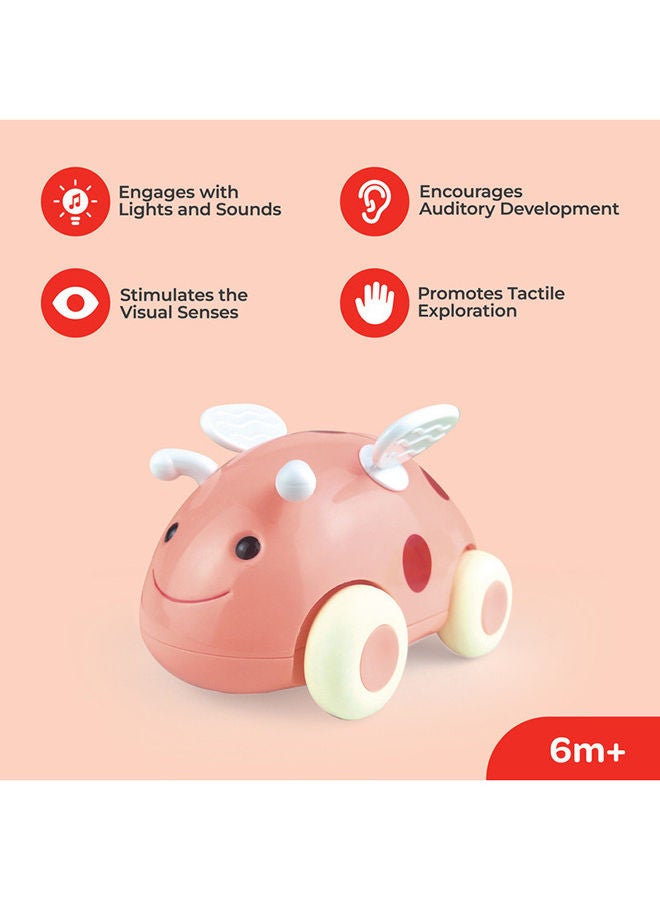Moon Bumble Buzz Pull Back Toy With Lights, Music For 6M+ Baby, Toddlers, Montessori Kids Early Educational Toys For Boys And Girls - Ladybird - Image 2