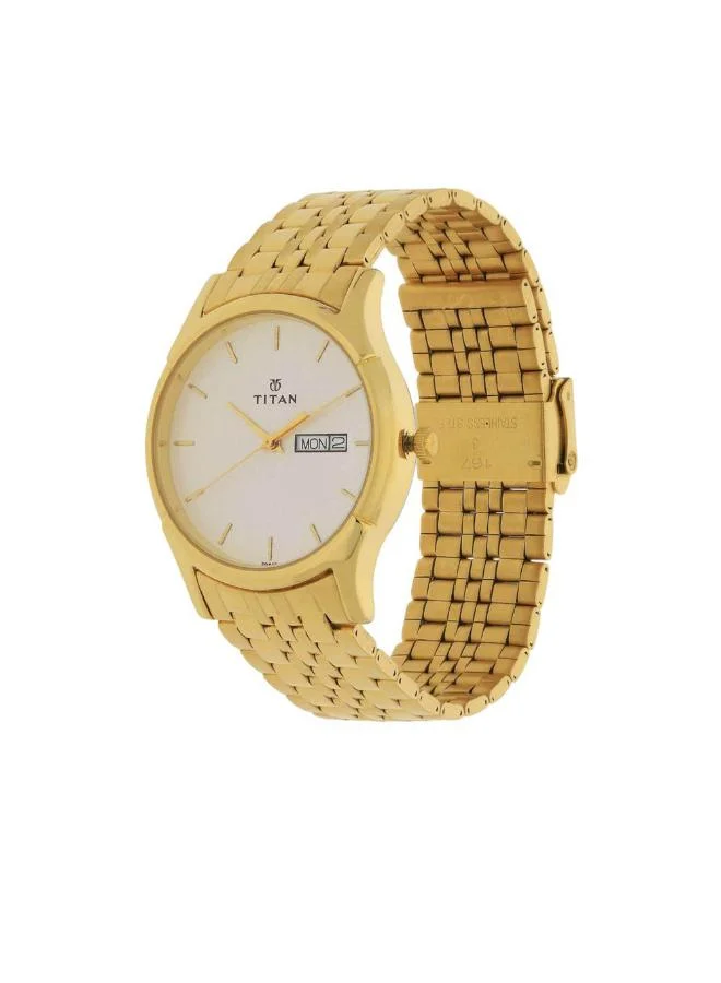 تيتان Men Analog Display Watch With Yellow Metal Strap - 1636YM01