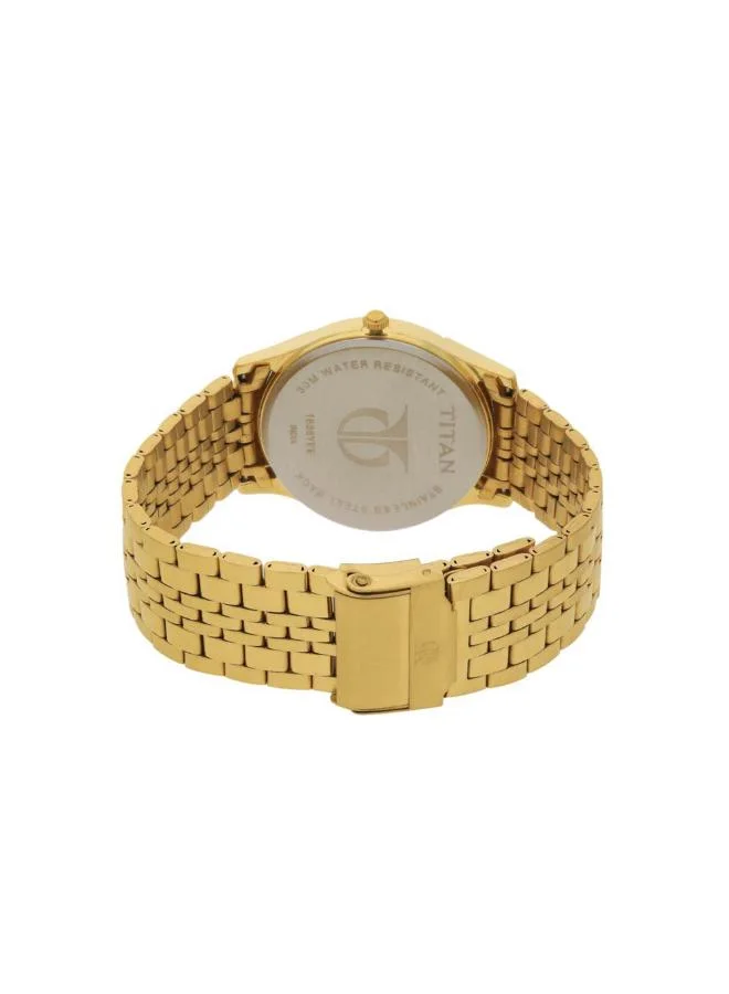 TITAN Men Analog Display Watch With Yellow Metal Strap - 1636YM01