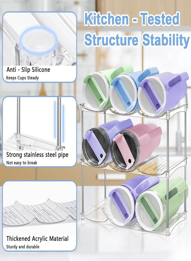 Spaclear Water Bottle Organizer for Stanley 40oz Tumbler - Stackable Water Bottle Holder and Tumbler Organizer for Cabinet Kitchen Organization and Storage for Stanley Cup Holder, Cup Organizer Rack, 3 Pack - Image 4