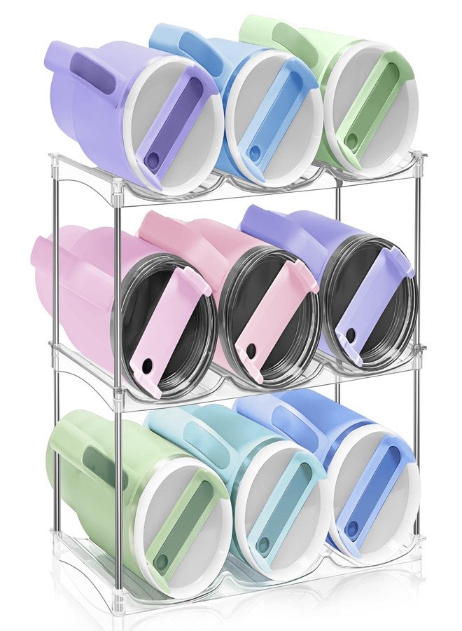 Spaclear Water Bottle Organizer for Stanley 40oz Tumbler - Stackable Water Bottle Holder and Tumbler Organizer for Cabinet Kitchen Organization and Storage for Stanley Cup Holder, Cup Organizer Rack, 3 Pack - Image 1