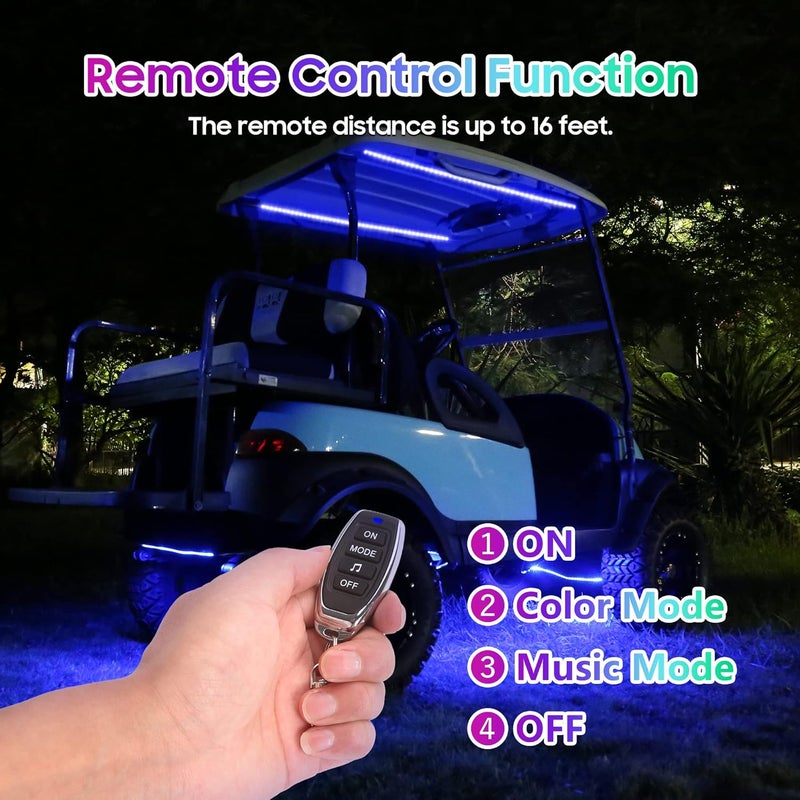 10L0L 6PCS Golf Cart Underbody Light Kit with Canopy Lights, Multicolor RGB Music Sync Waterproof - Image 3