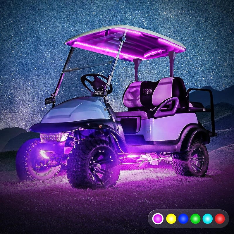 10L0L 6PCS Golf Cart Underbody Light Kit with Canopy Lights, Multicolor RGB Music Sync Waterproof - Image 4