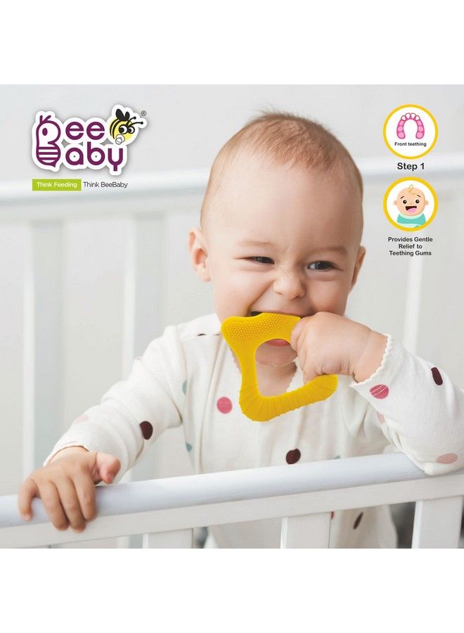 Beebaby Tooth Shape Soft Silicone Teether With Bristles & Carrying Case For 3 To 6Months Baby Bpa Free Teething Toy For Babies With Textured Surface For Soothing Gums. 100% Food Grade (Toothyellow) - Image 4
