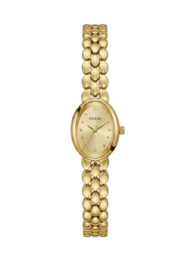 GUESS Glamorous Gold-Tone Oval Watch for Women – Luxury Teardrop Link Bracelet