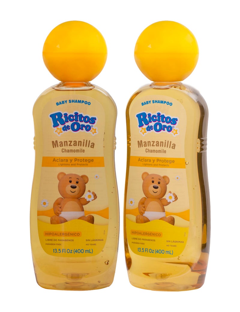 Ricitos de Oro Baby Shampoo Cleansing and Lightening Baby Shampoo with Chamomile Paraben Free Hypoallergenic 2Pack of 135 FL Oz Each 2 Bottles