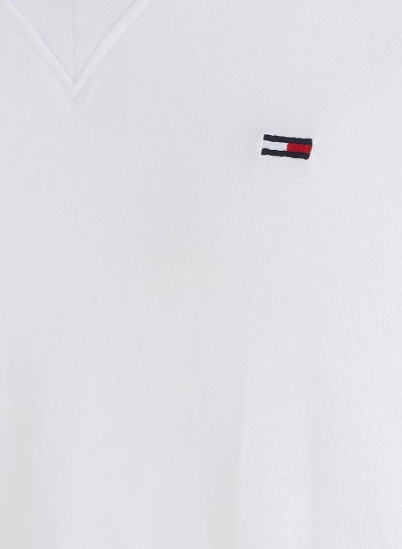 TOMMY HILFIGER CLASSIC WHITE V-Neck T-Shirt for Men | Best Price UAE