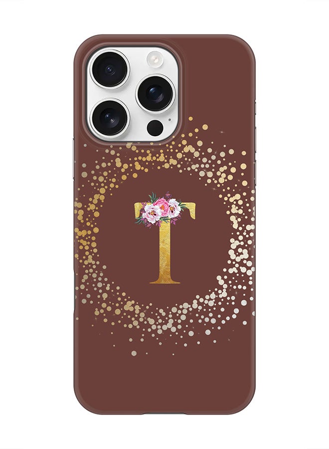 Stylizedd For iPhone 16 Pro,Case, [Compatible with MagSafe] Magnetic cover Slim fit Protection Matte, - Custom Monogram Floral - T  (Brown ) - Image 1